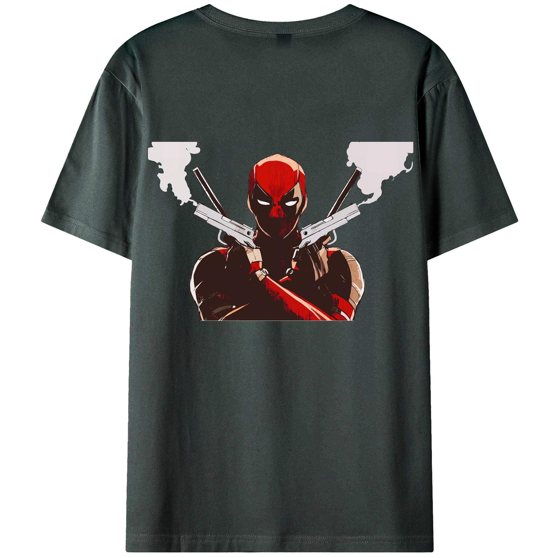 （画像用） Deadpool デッドプール 綿100％ メンズ半袖Tシャツ（バックプリント） 通気性